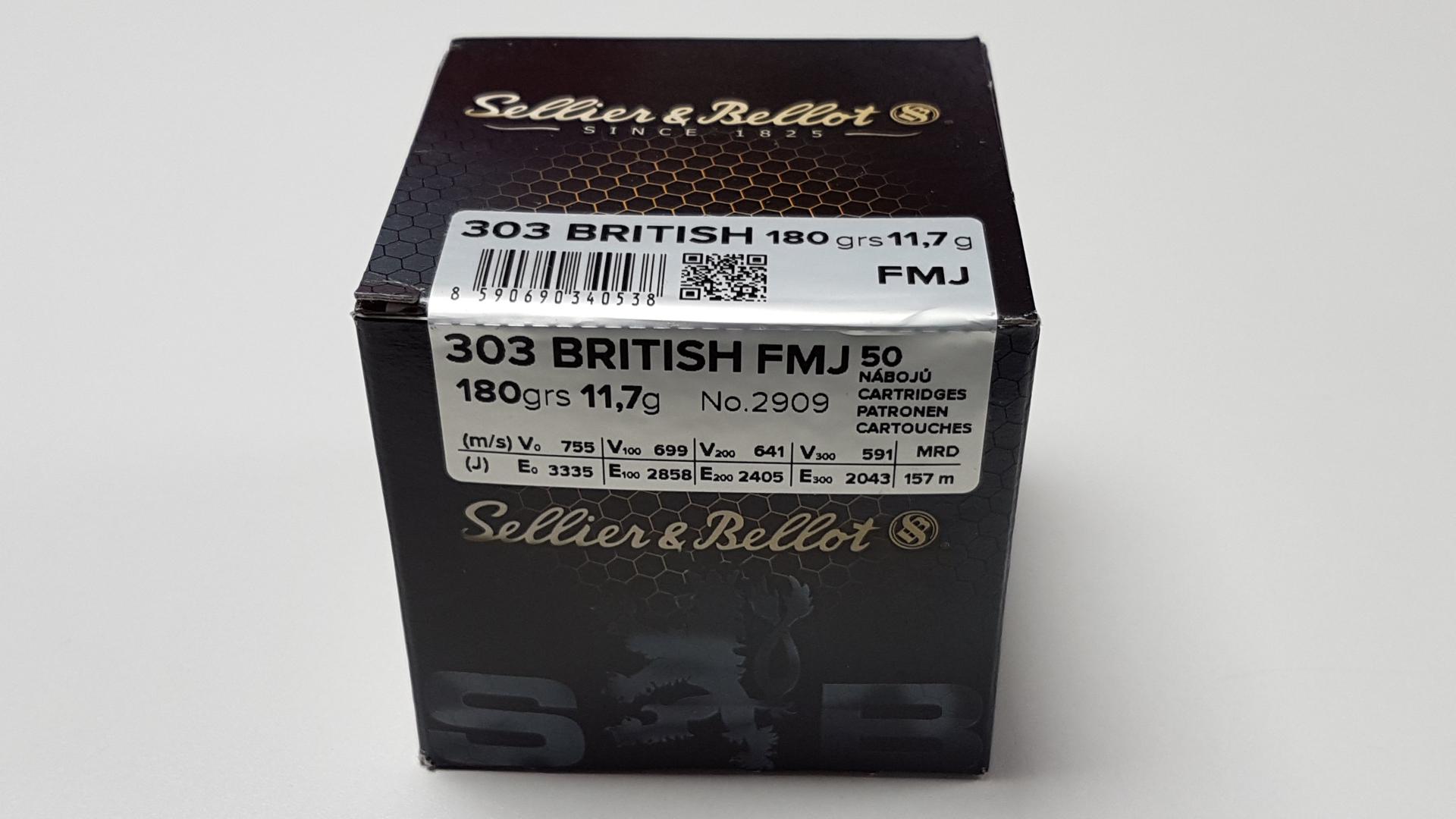 CARTOUCHES SELLIER &#38; BELLOT CAL 303 BRITISH 180 GR FMJ 